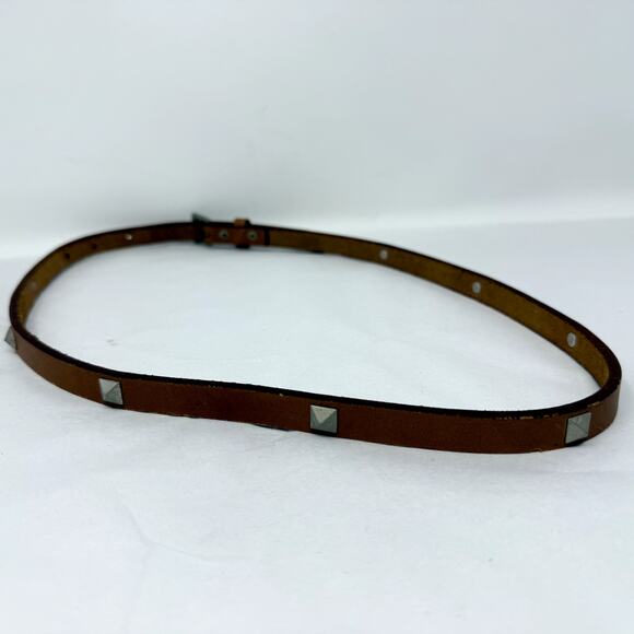 Tago System Dress Belt Brown Leather Studded Silver Buckle Womens 32 VTG Classic - Picture 8 of 11